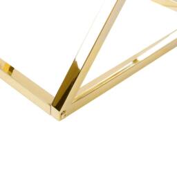 Wyld and Coco Living Glam Geometric Side Table Gold Steel Tempered Glass - thumbnail 6