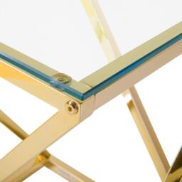 Wyld and Coco Living Glam Geometric Side Table Gold Steel Tempered Glass - thumbnail 5