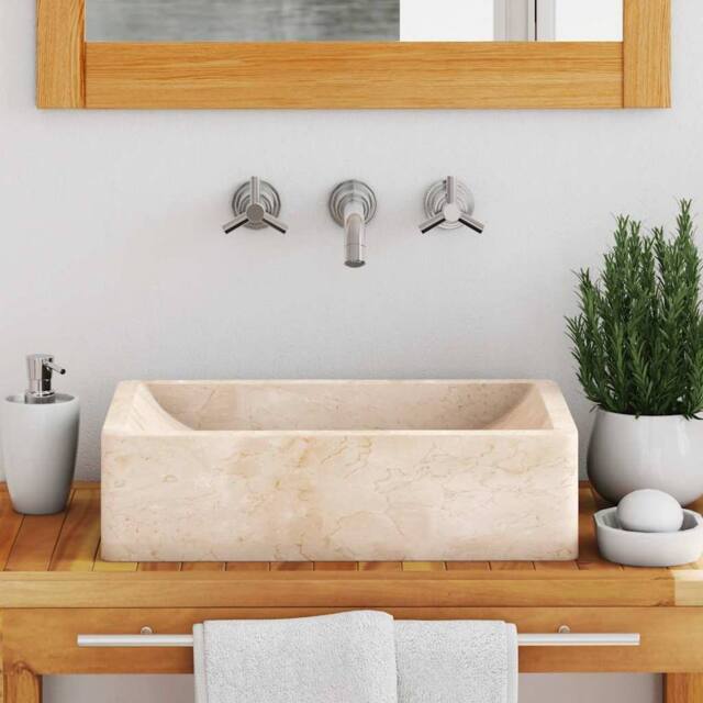 Berkfield Home Sink 45x30x12 cm Marble High Gloss Cream - Size: 45 x 30 x 12 cm - image 1