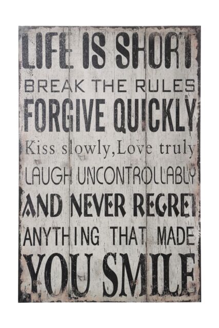 Orsina Life Is Short Break the Rules Wall Plaque in White - image 1