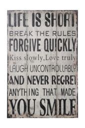 Orsina Life Is Short Break the Rules Wall Plaque in White - thumbnail 1