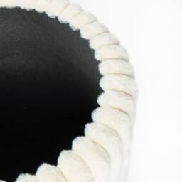 OHS Ribbed Faux Fur Ottoman Storage Box with Lid Folding Footstool Tub in Cream - thumbnail 7