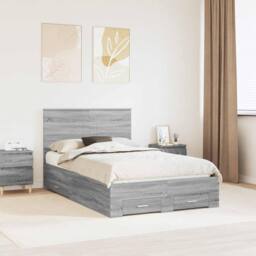 Berkfield Home Bed Frame with Drawer Grey Sonoma 135 x 190 cm Engineered Wood
