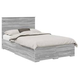 Berkfield Home Bed Frame with Drawer Grey Sonoma 135 x 190 cm Engineered Wood - thumbnail 2