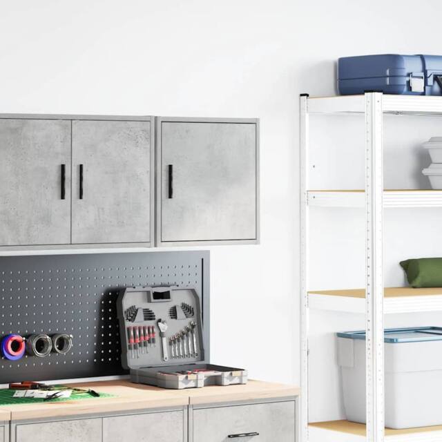 Berkfield Home Durable Garage Wall Cabinet Concrete Grey Engineered Wood - image 1