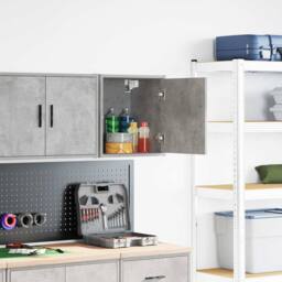 Berkfield Home Durable Garage Wall Cabinet Concrete Grey Engineered Wood - thumbnail 3