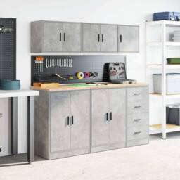 Berkfield Home Durable Garage Wall Cabinet Concrete Grey Engineered Wood - thumbnail 4