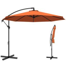 OUTSUNNY 3 m Cantilever Parasol, Offset Outdoor Umbrella with Crank Handle in Orange - Size: 3m x 3m - thumbnail 2