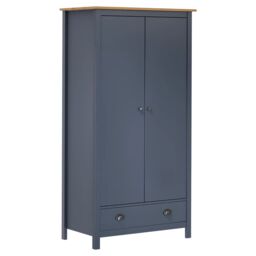 Berkfield Home 2-Door Wardrobe Hill Grey 89x50x170 cm Solid Pine Wood - Size: 89 x 50 x 170 cm