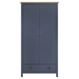 Berkfield Home 2-Door Wardrobe Hill Grey 89x50x170 cm Solid Pine Wood - Size: 89 x 50 x 170 cm - thumbnail 2