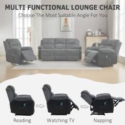 FURNITURE ONE Corduroy Fabric Electric Massage Sofa Suit - 2+1+1 Seater Set in Grey - thumbnail 5