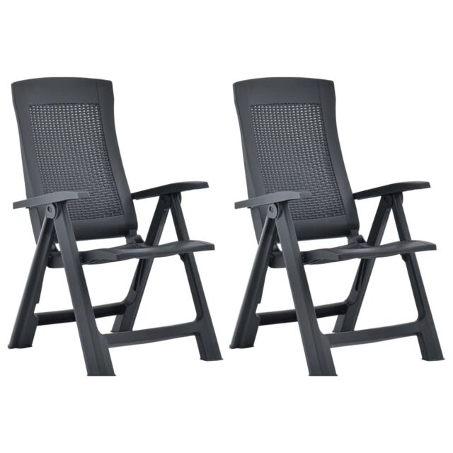 Berkfield Home Garden Reclining Chairs 2 pcs Plastic Anthracite in Black - image 1