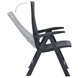 Berkfield Home Garden Reclining Chairs 2 pcs Plastic Anthracite in Black - thumbnail 5
