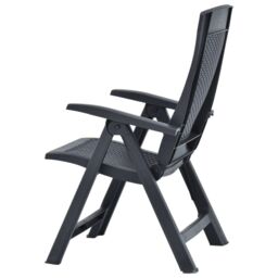 Berkfield Home Garden Reclining Chairs 2 pcs Plastic Anthracite in Black - thumbnail 6