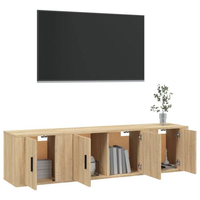 Berkfield Home Classic 3 Piece TV Cabinet Set Sonoma Oak Engineered Wood in Light Tan - image 1