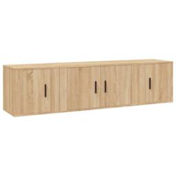 Berkfield Home Classic 3 Piece TV Cabinet Set Sonoma Oak Engineered Wood in Light Tan - thumbnail 3