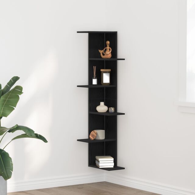 Berkfield Home Wall Corner Shelf Black Oak 36, 5x36, 5x140 cm Engineered Wood - image 1