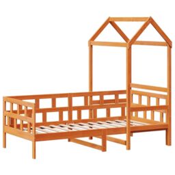 Berkfield Home Day Bed with Roof without Mattress Wax Brown 90x200 cm Solid Wood - thumbnail 3