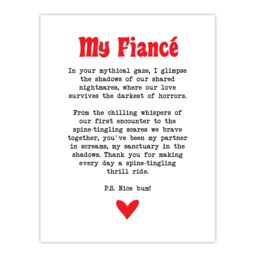 "Artery8 Love Poem Horror Fan Fiancé Romantic Poetry Fun Wall Art Print in White - Size: W24"" x H32""" - thumbnail 1