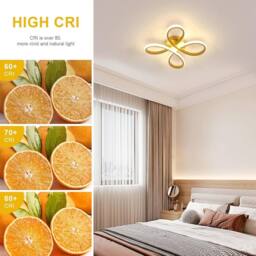 Goeco LED Ceiling Light, 30W, Creative Flower Shape Ceiling Lighting, 3000K in Gold - thumbnail 7