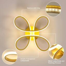 Goeco LED Ceiling Light, 30W, Creative Flower Shape Ceiling Lighting, 3000K in Gold - thumbnail 5