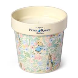Peter Rabbit White Floral Printed Plant Pot Candle - Magnolia & Bergamot Scent in Off-White - Size: Medium - thumbnail 2