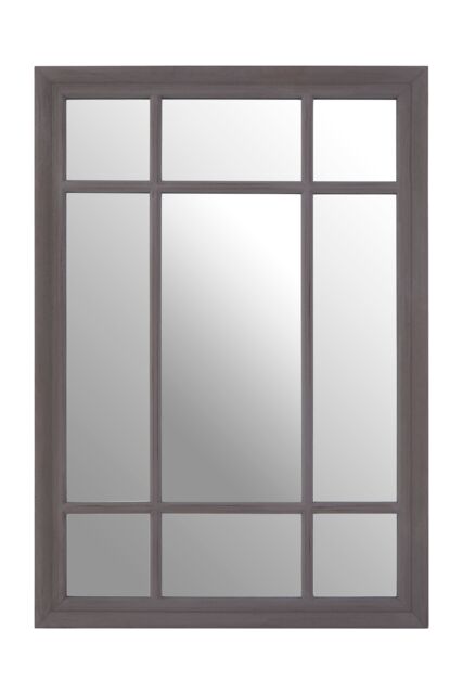 Orsina Grey Distressed Wall Mirror, Large Rectangle Hanging Mirror, Modern 9 Panel Wooden Frame Mirror For Bedroom - image 1