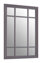 Orsina Grey Distressed Wall Mirror, Large Rectangle Hanging Mirror, Modern 9 Panel Wooden Frame Mirror For Bedroom - thumbnail 2