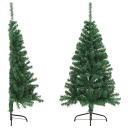 Berkfield Home Artificial Half Christmas Tree with Stand Green 120 cm PVC - thumbnail 3