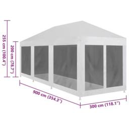 Berkfield Home Party Tent with 8 Mesh Sidewalls 9x3 m in White - thumbnail 6