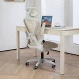 EONLION Home Office Chair High Back Mesh Office Chair Computer Desk Chair in Beige - thumbnail 3