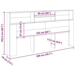 Berkfield Home Headboard Cabinet Old Wood 200x19x103.5 cm Engineered Wood in Brown - thumbnail 9