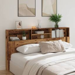 Berkfield Home Headboard Cabinet Old Wood 200x19x103.5 cm Engineered Wood in Brown - thumbnail 1