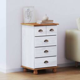 Berkfield Home Chest of Drawers 'ASKIM'White 45.8x40x79 cm Solid Wood Pine - thumbnail 2
