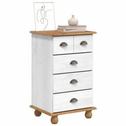 Berkfield Home Chest of Drawers 'ASKIM'White 45.8x40x79 cm Solid Wood Pine - thumbnail 3