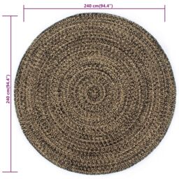 Berkfield Home Handmade Rug Jute Black & Brown 240 cm - Size: 100 cm diameter - thumbnail 5
