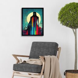 "Artery8 Wall Art Print Death Tarot Card Skull Rainbow Art Framed in Black - Size: W12"" x H16""" - thumbnail 2