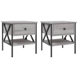 Berkfield Home Durable Bedside Tables 2 pcs Grey Sonoma 40x42x45 cm Engineered Wood - Size: 40 x 42 x 45 cm - thumbnail 3