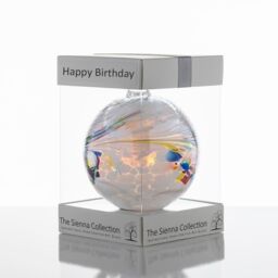 Sienna Glass 10cm Friendship Ball Happy Birthday in White - thumbnail 1