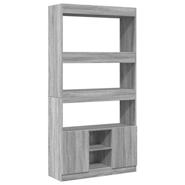 Berkfield Home Highboard¬†Grey Sonoma 92x33x180 cm Engineered Wood in Grey - Size: 92 x 33 x 180 cm - image 1