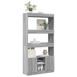 Berkfield Home Highboard¬†Grey Sonoma 92x33x180 cm Engineered Wood in Grey - Size: 92 x 33 x 180 cm - thumbnail 4
