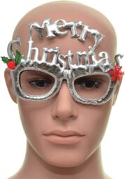 Shatchi Novelty Glitter Silver Merry Christmas Christmas Glasses Christmas Party Props Photo Booth Accessories Stocking Fillers - thumbnail 2