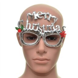 Shatchi Novelty Glitter Silver Merry Christmas Christmas Glasses Christmas Party Props Photo Booth Accessories Stocking Fillers