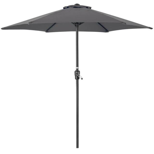 Christow Garden Parasol Umbrella Steel Crank Wind Up Outdoor Sun Shade 2.4m in Grey - image 1