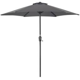 Christow Garden Parasol Umbrella Steel Crank Wind Up Outdoor Sun Shade 2.4m in Grey - thumbnail 1
