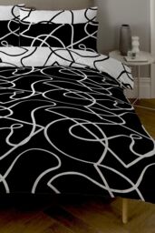 Copenhagen Home 'Pablo' Reversible Polycotton Duvet Cover Set in Black - Size: Double - thumbnail 2