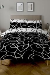 Copenhagen Home 'Pablo' Reversible Polycotton Duvet Cover Set in Black - Size: Double