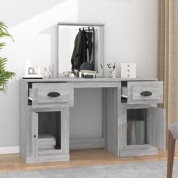 Berkfield Home Dressing Table with Mirror Grey Sonoma 130x50x132.5 cm - thumbnail 3