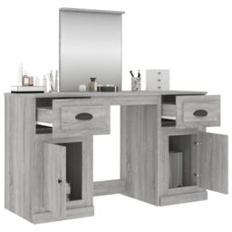Berkfield Home Dressing Table with Mirror Grey Sonoma 130x50x132.5 cm - thumbnail 5