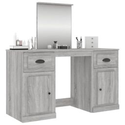 Berkfield Home Dressing Table with Mirror Grey Sonoma 130x50x132.5 cm - thumbnail 4